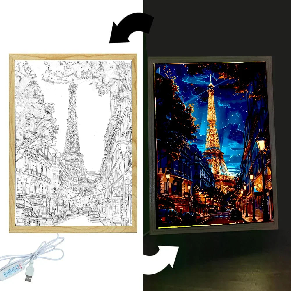 LED Light Painting Picture Frame – 3-Color Wall Art Night Lamp