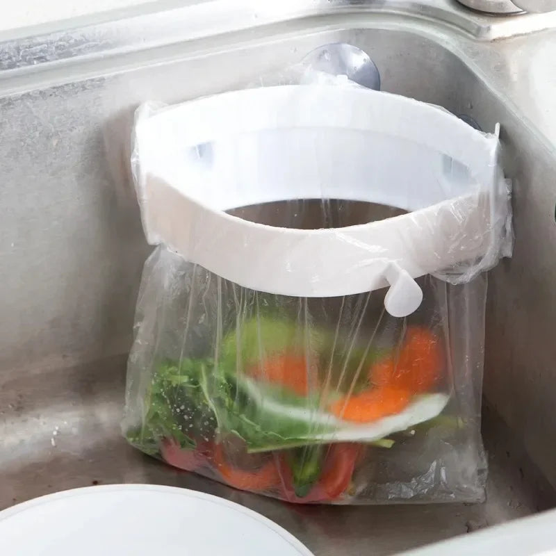 Clip-On Kitchen Sink Trash Rack & Garbage Bag Holder