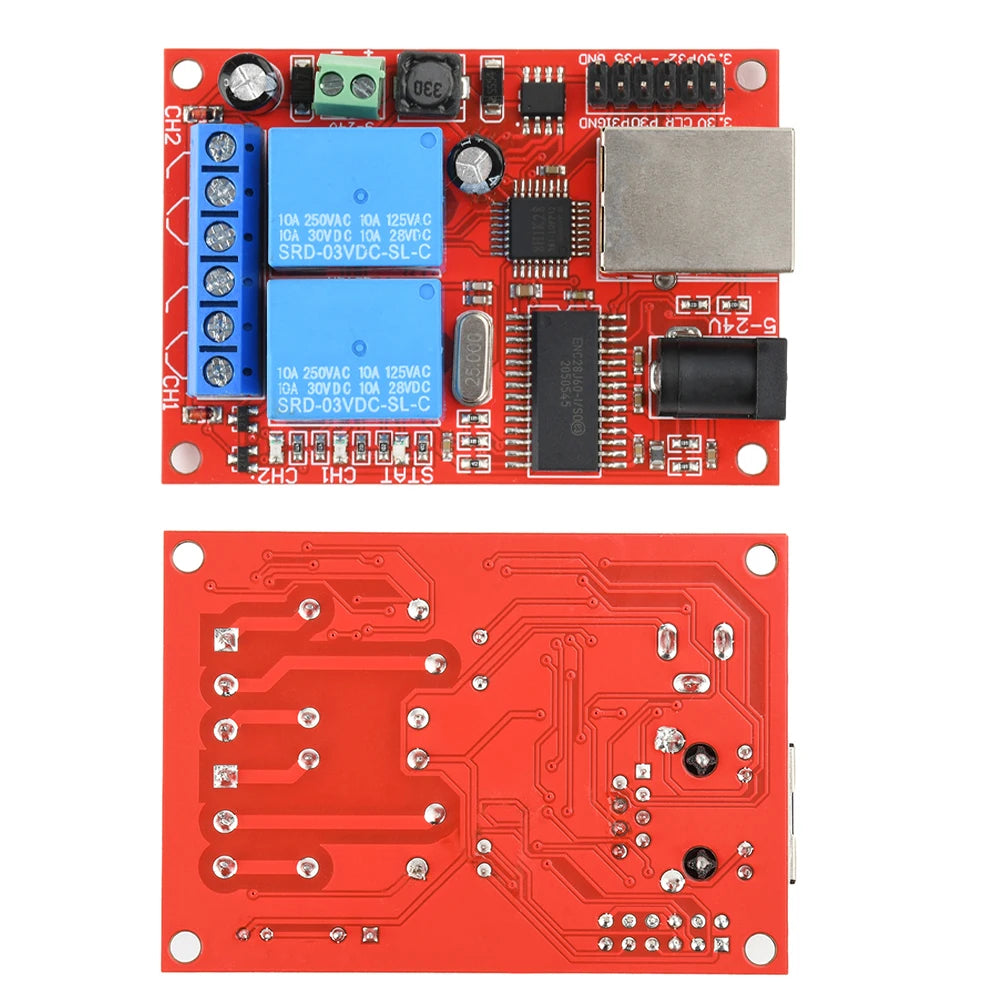 2-Channel Ethernet Relay Module DC 5-24V | Modbus TCP & Cloud