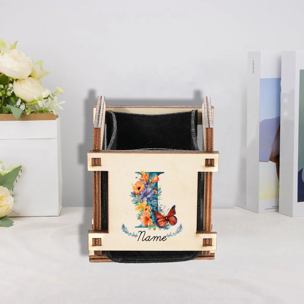 Personalized Mini Wooden Succulent Planter Pot – Custom Name