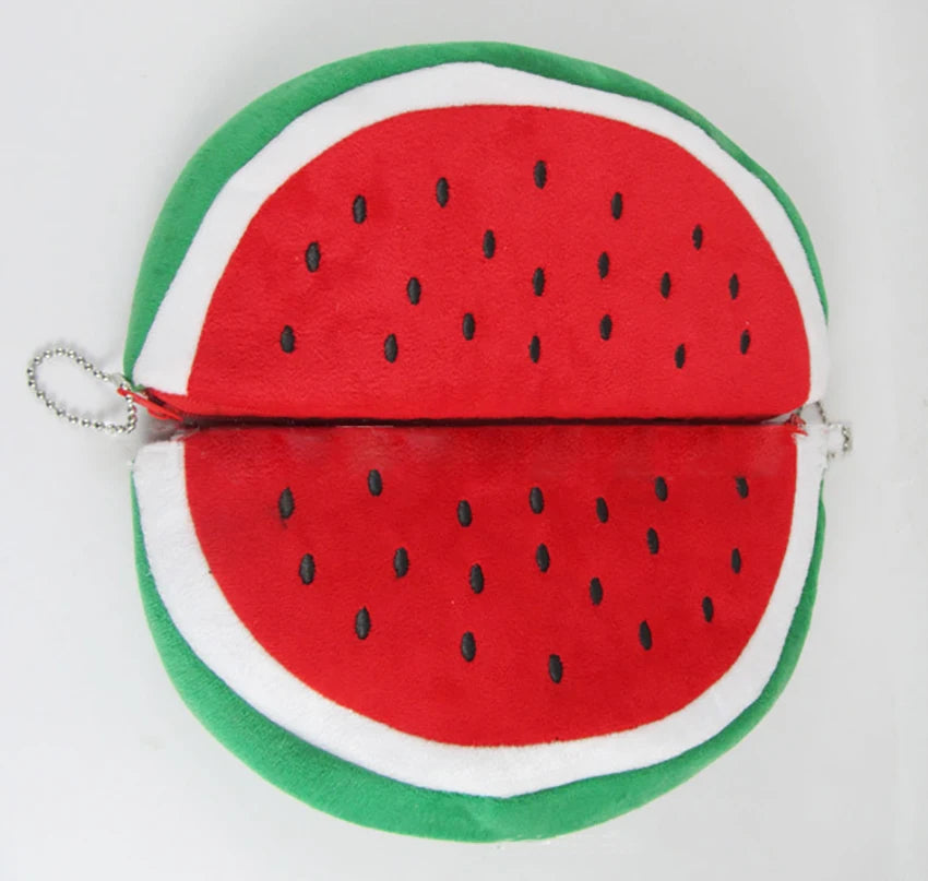 Watermelon Plush Pencil Pouch – Zipper Bag & Keychain