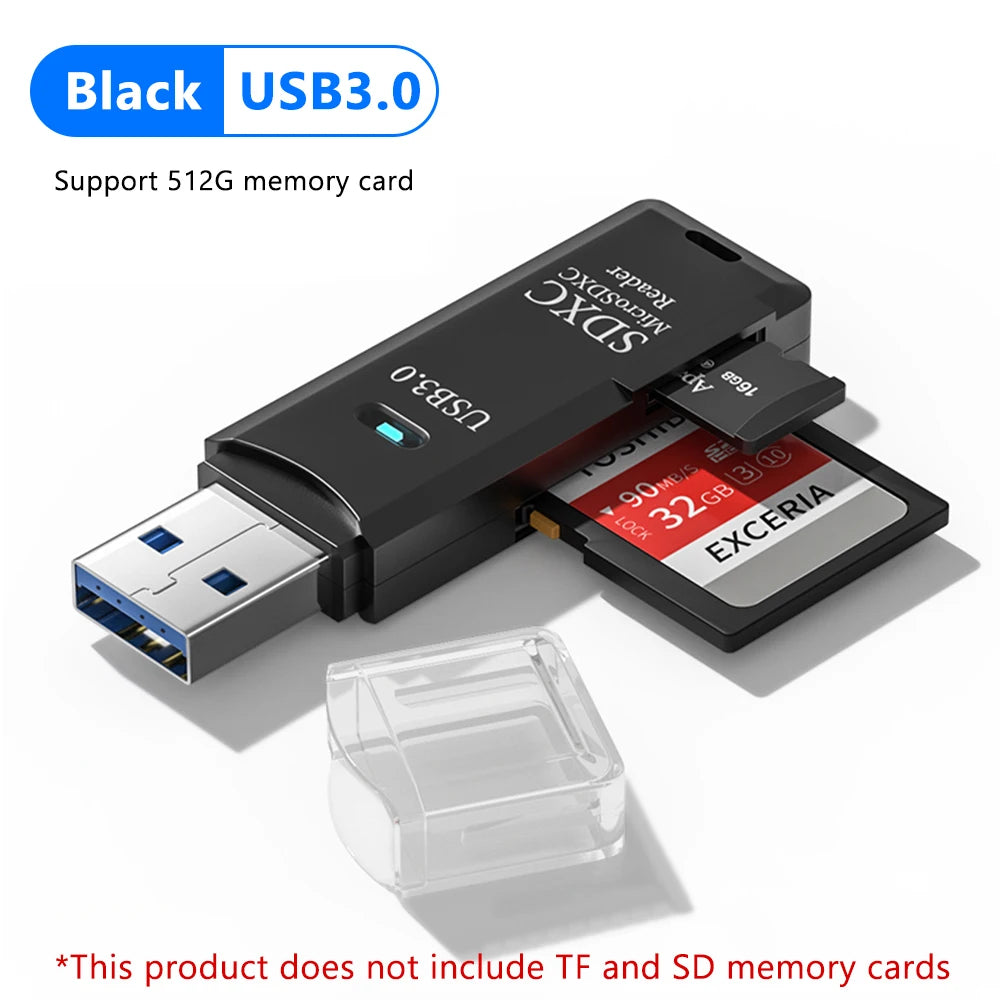 USB 3.0 2-in-1 SD & TF Card Reader Adapter for PC Laptop