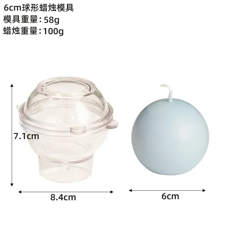 Spherical Candle Mold Kit – 5–10cm Round Ball Acrylic Molds