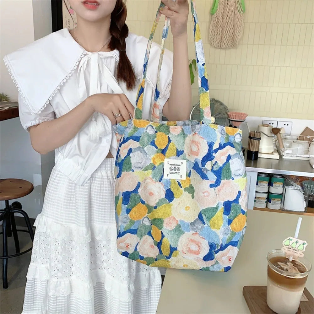 Women's Vintage Floral Cotton Shoulder Bag – Large Tote