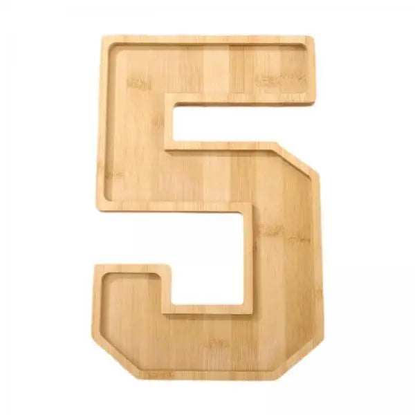 Wooden Number Shape Serving Tray | Decorative Kitchen Platter