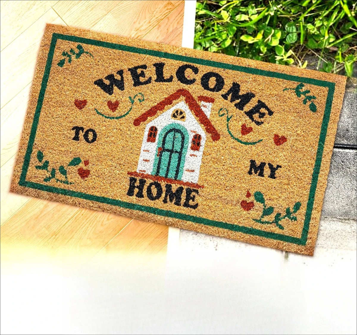 Welcome Doormat – Cottage Print Non-Slip Washable Entryway Mat
