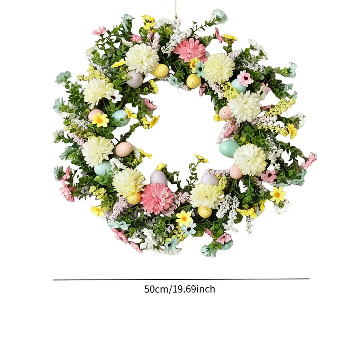 Artificial Easter Egg Wreath – Multicolor Spring Flower Decor