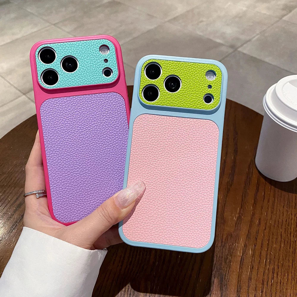 Lichee Leather iPhone Case – Shockproof Camera Window Cover