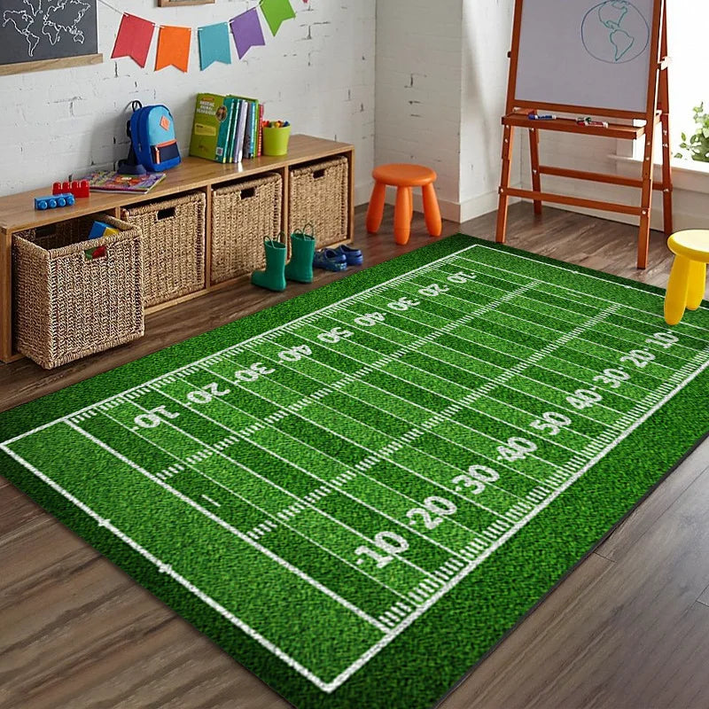 Sports Theme Kids Play Mat – Non-Slip Bedroom Floor Rug