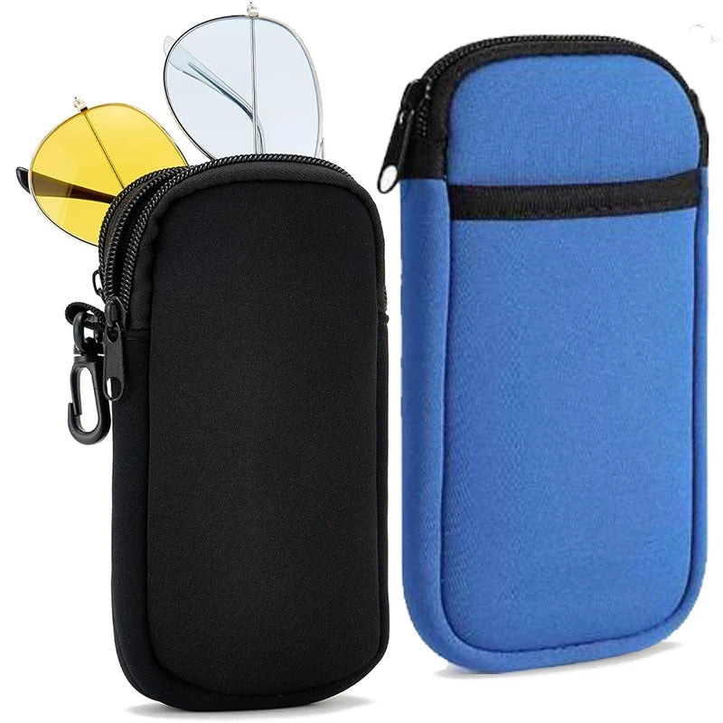 Dual Compartment Phone & Glasses Storage Bag with Carabiner