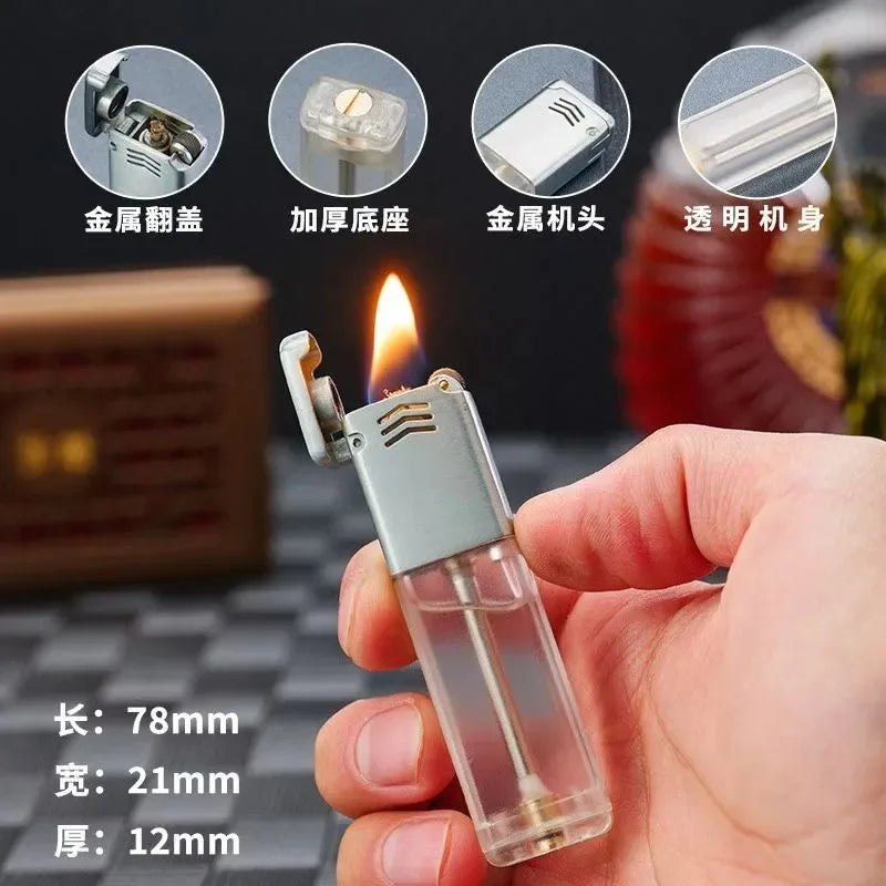 Transparent Acrylic Grinding Wheel Lighter – Visible Fuel Window