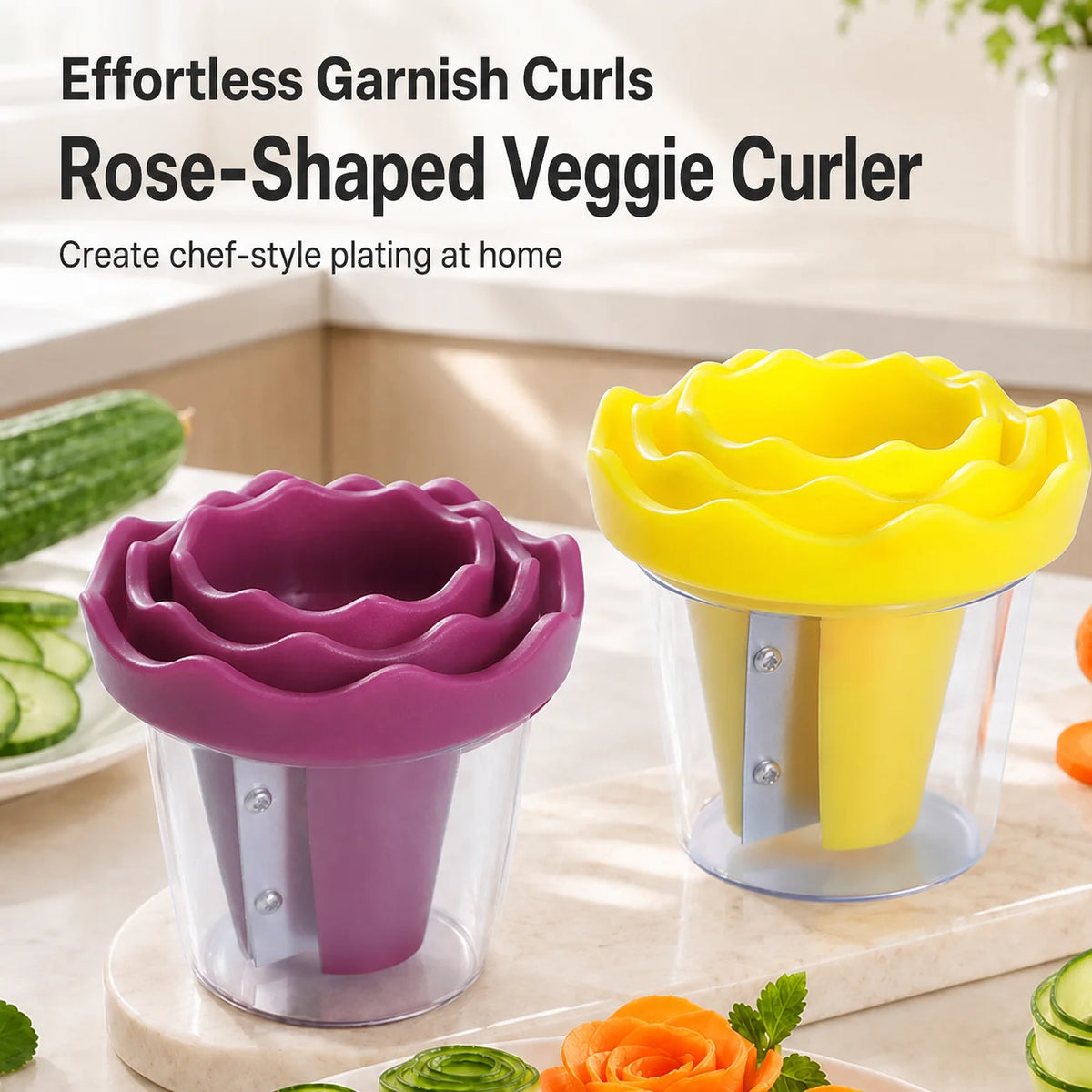 Rose Vegetable Curler & Spiral Slicer – Kitchen Garnish Tool