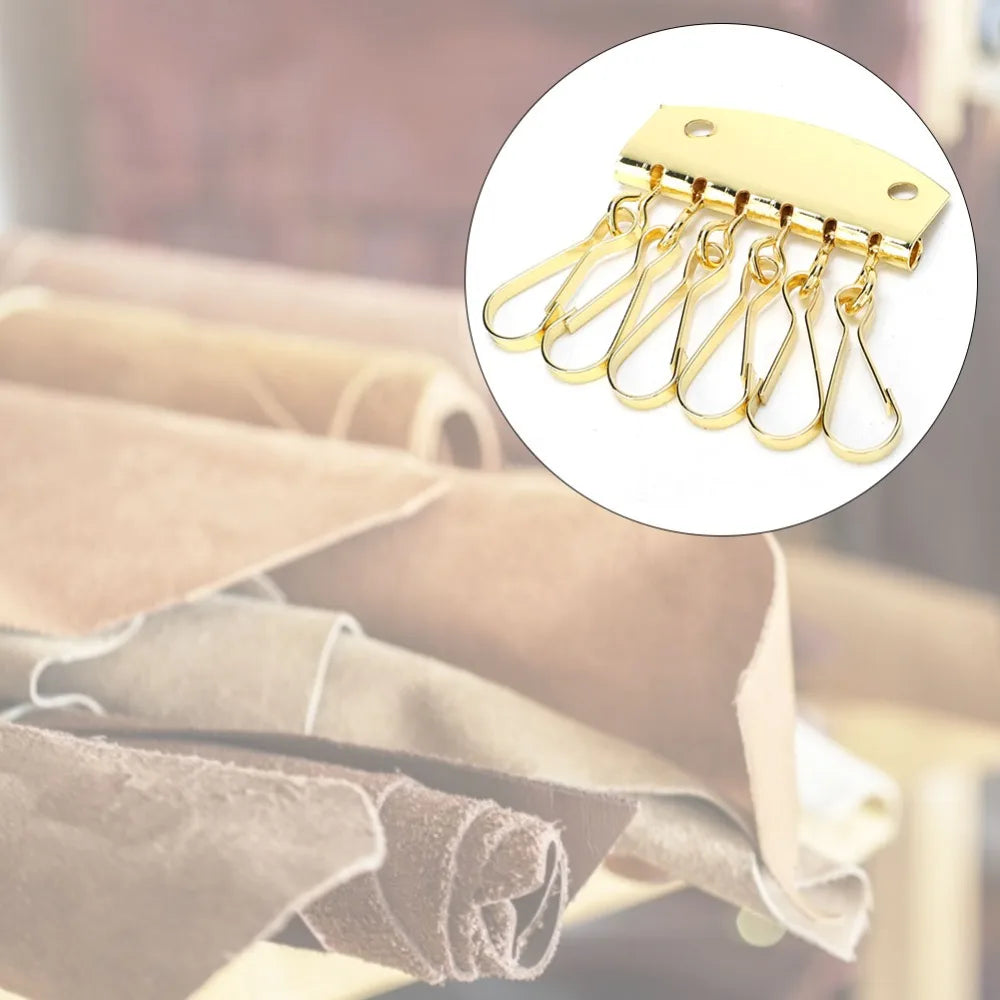 6-Hook Alloy Key Organizer Clasp – DIY Leather Key Case Ring