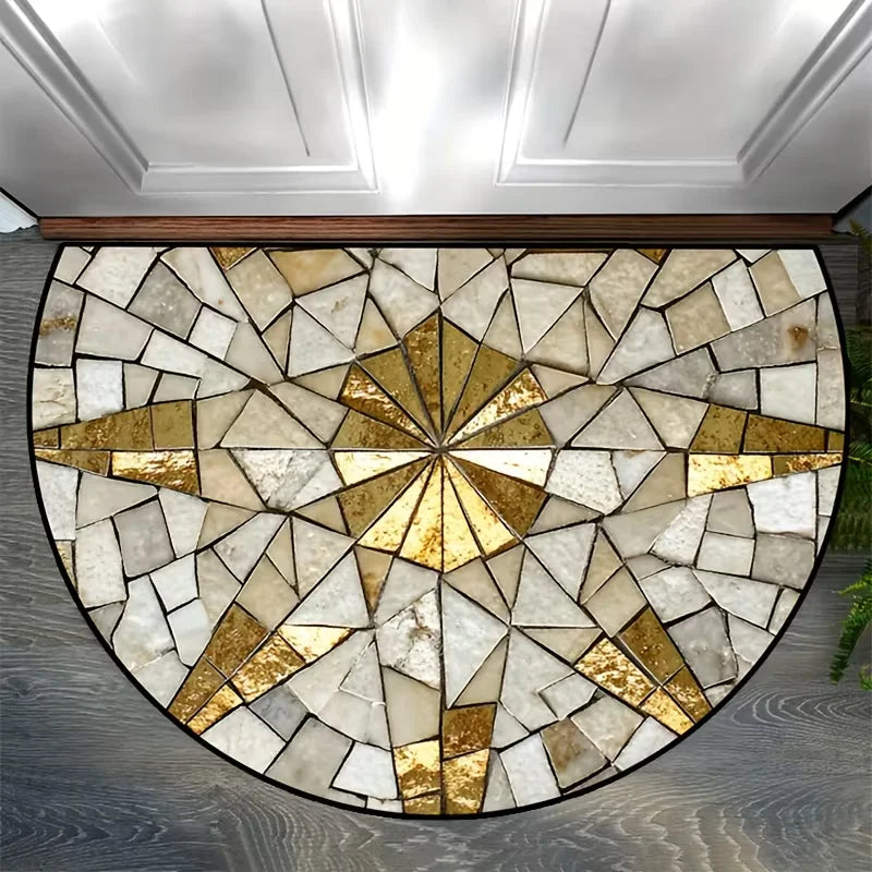 Semi-Circular Geometric Mosaic Door Mat – Indoor & Outdoor