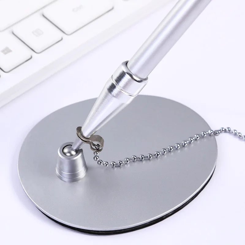 Metal Chain Counter Desk Pen – Office Bank Signature Ballpoint