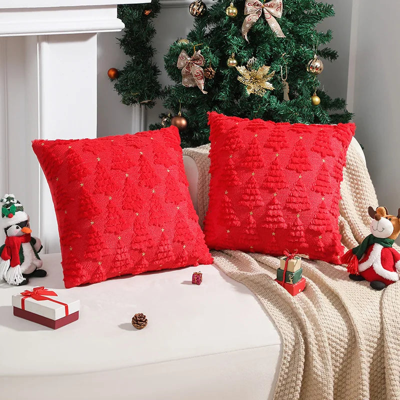 VIKAMA 3D Fluffy Christmas Tree Throw Pillow Cover | Xmas Decor