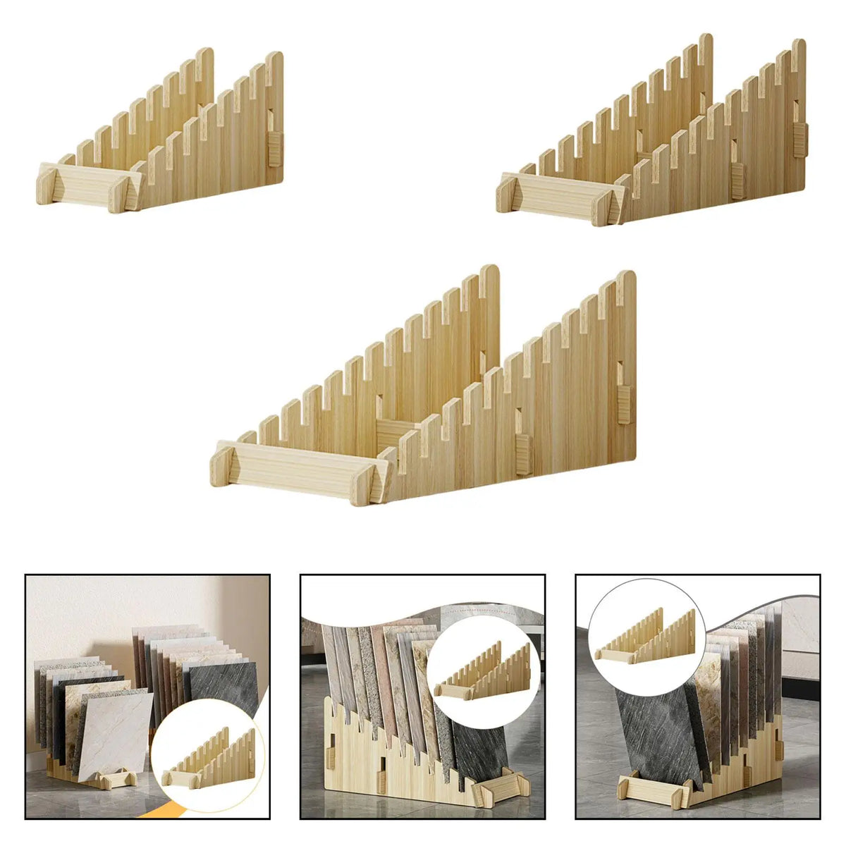 Wooden Floor Tile Display Stand – 8/10/12 Tier Rack