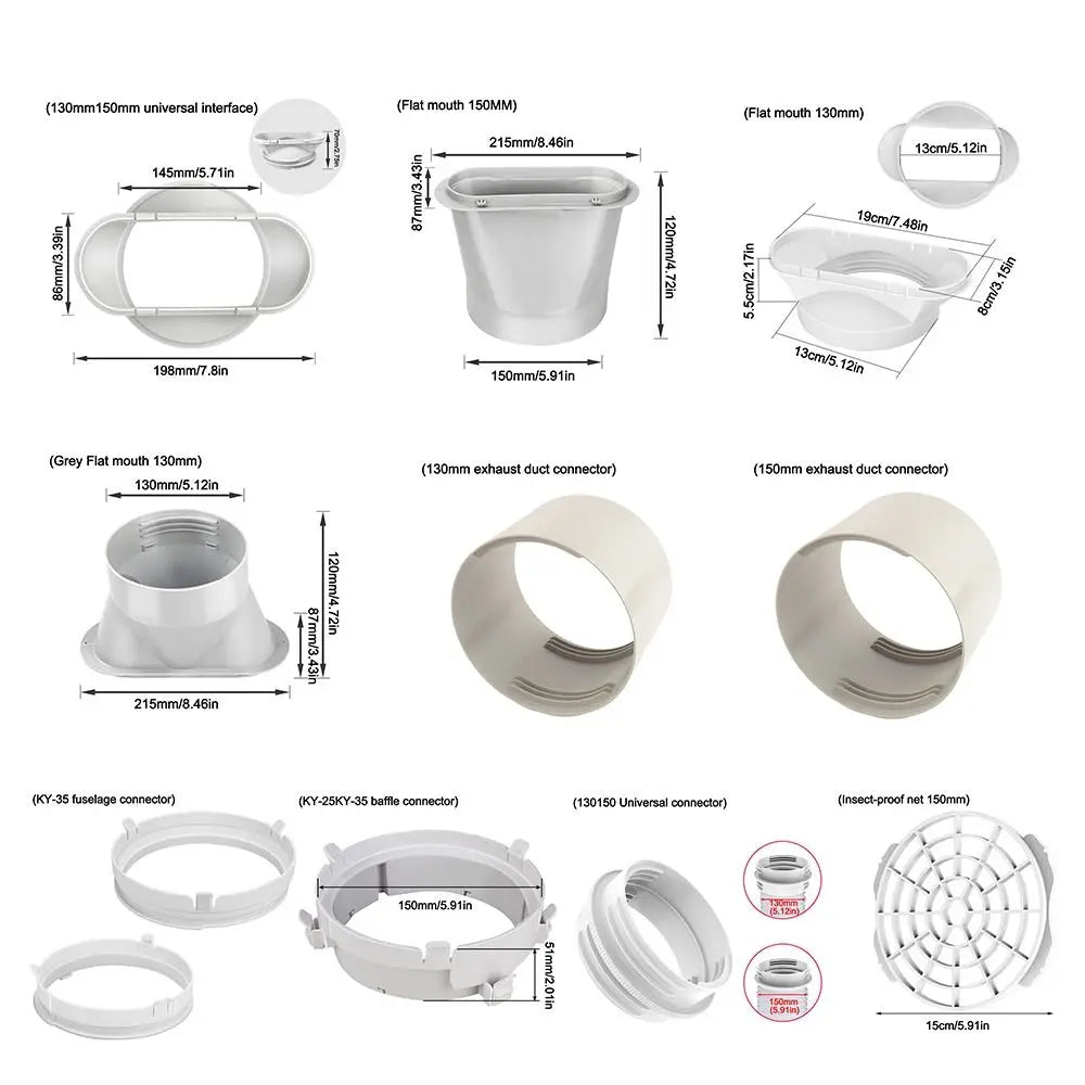 AC Exhaust Hose Connector | Round & Square Duct Adapter