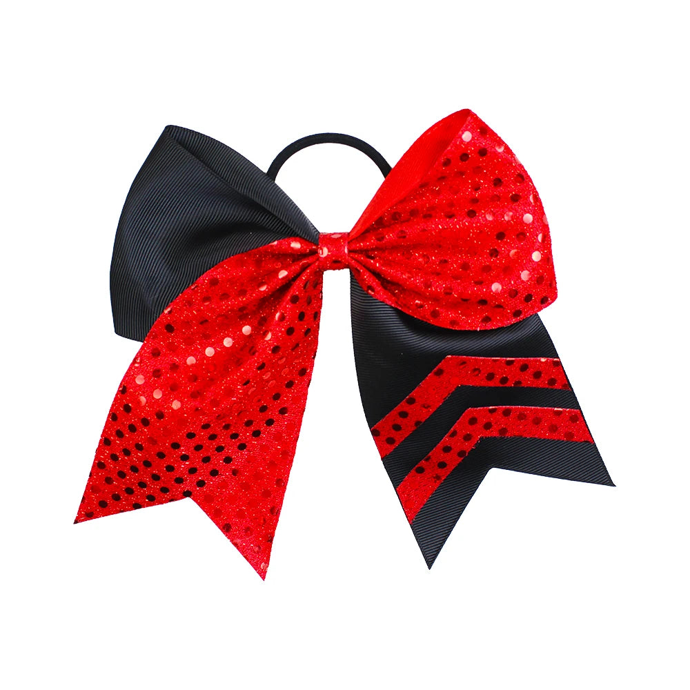 20-Pack 8" Glitter Cheer Bow Ponytail Hairbands | Handmade