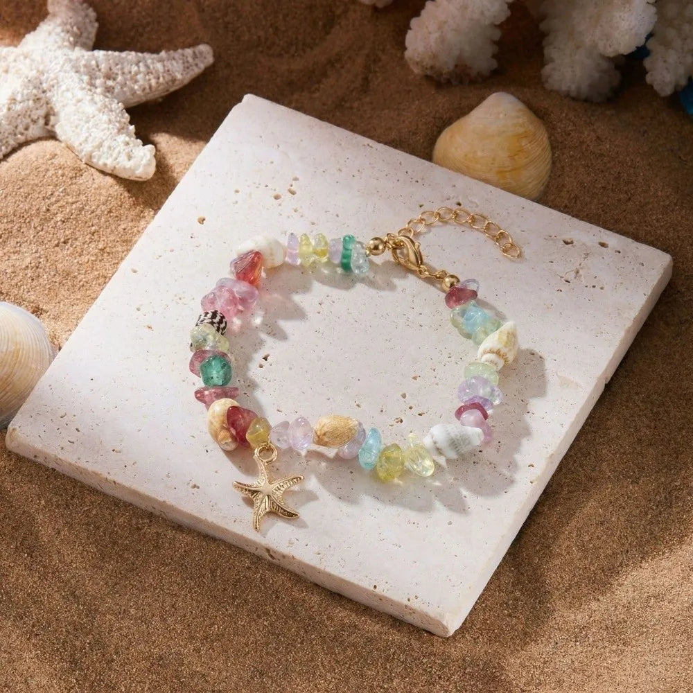 Bohemian Conch Shell Starfish Beaded Bracelet – Adjustable