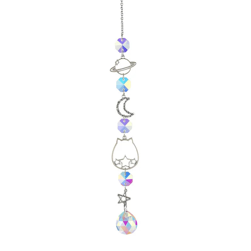 Crystal Sun Catcher Planet Galaxy Star Moon Pendant Decor