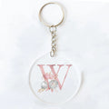 Pink Monogram Acrylic Keychain | Floral Initial Key Ring Gift