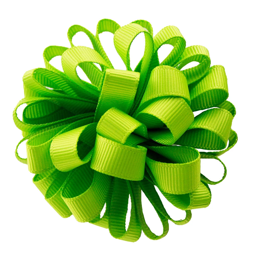 2-Pack Girls Grosgrain Ribbon Loopy Puff Hair Bow Clips
