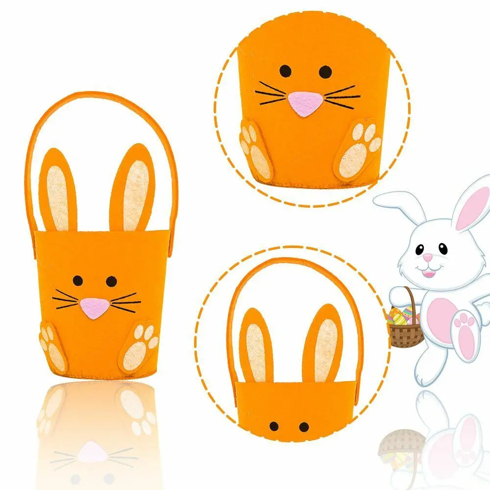 Easter Egg Basket Bunny Non-Woven Candy Bucket Gift Bag Kids