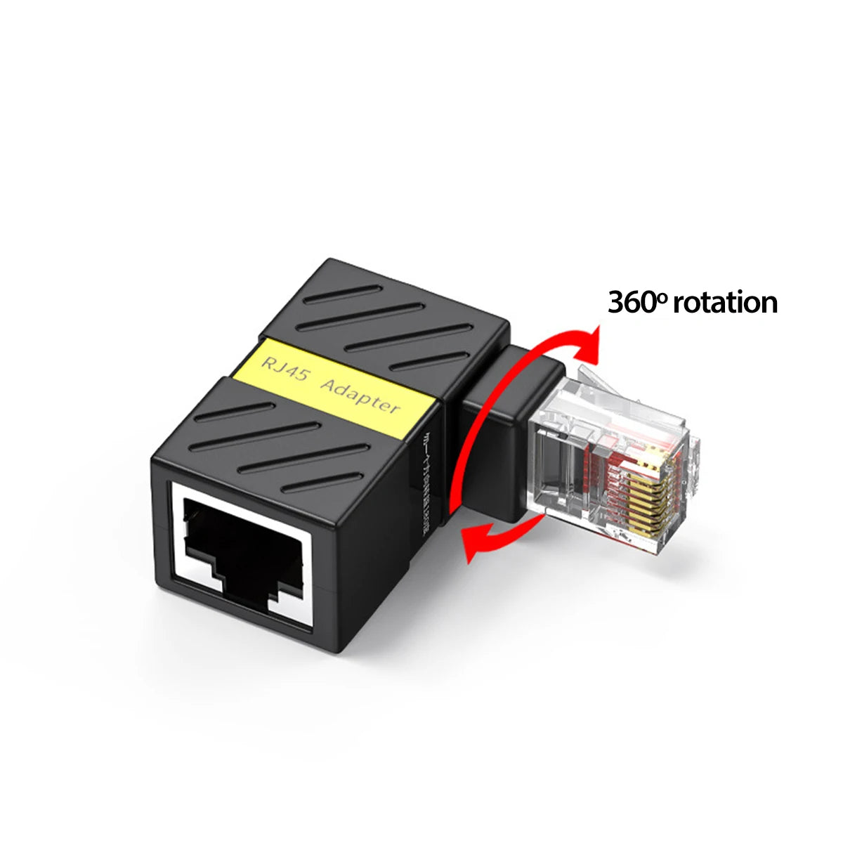RJ45 90° Rotating Adapter | Male to Female Cat5/Cat6 Extender