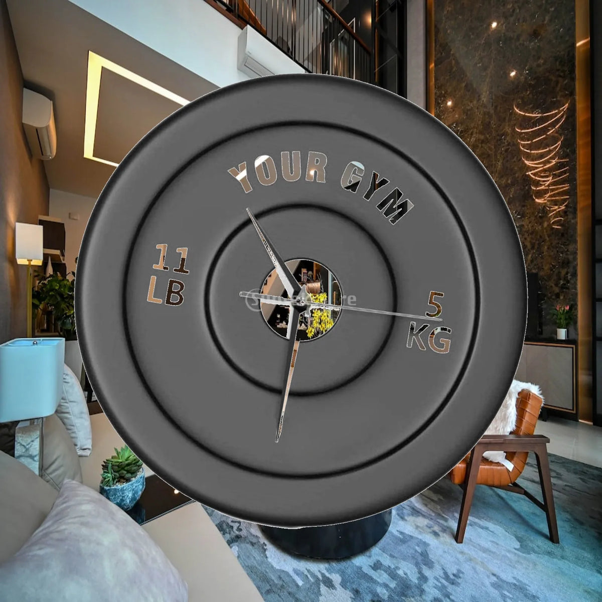 Silent Barbell Gym Wall Clock 30cm – Fitness Room Decor