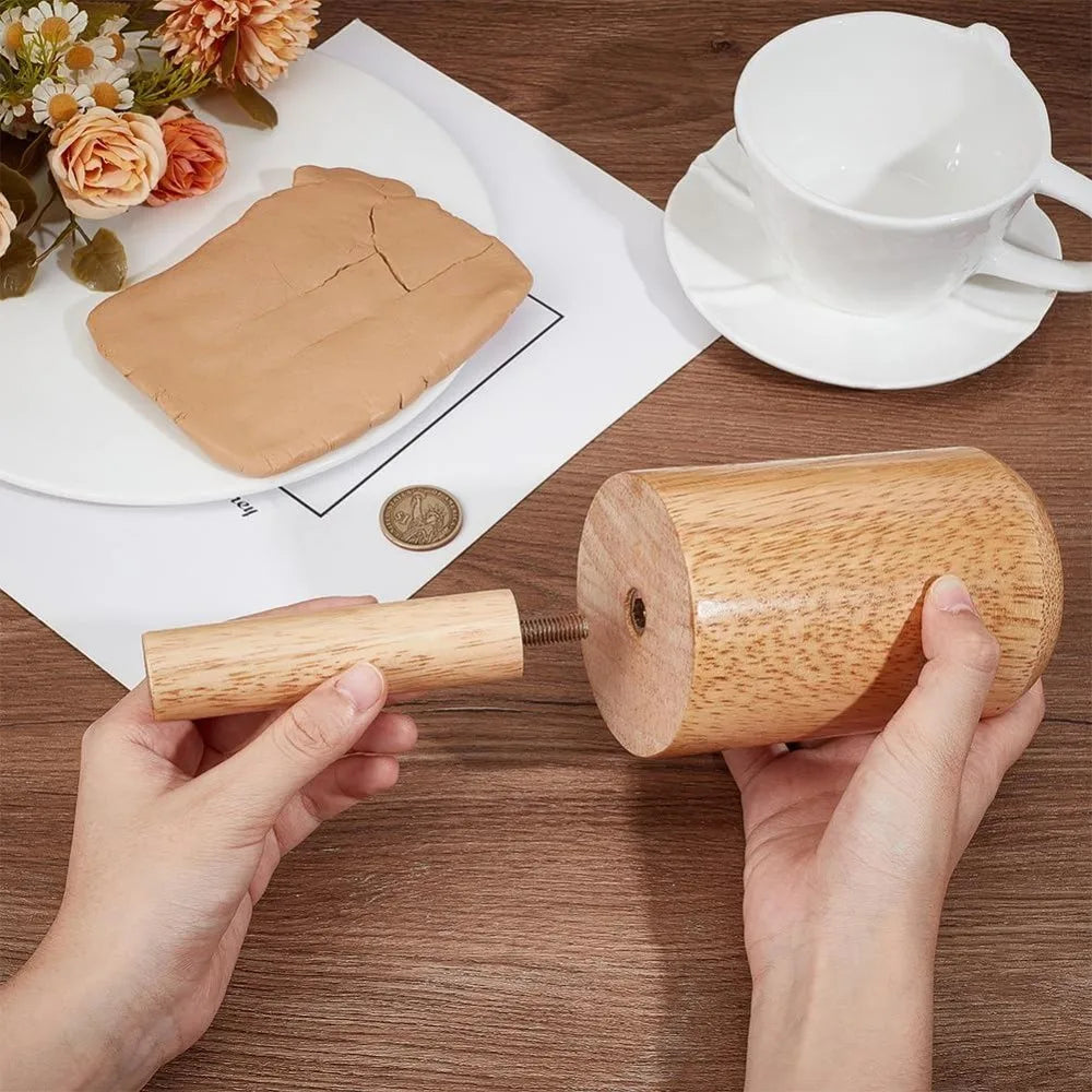 Wooden Pottery Mold Set – Clay Cup & Mug Matrix with Handle