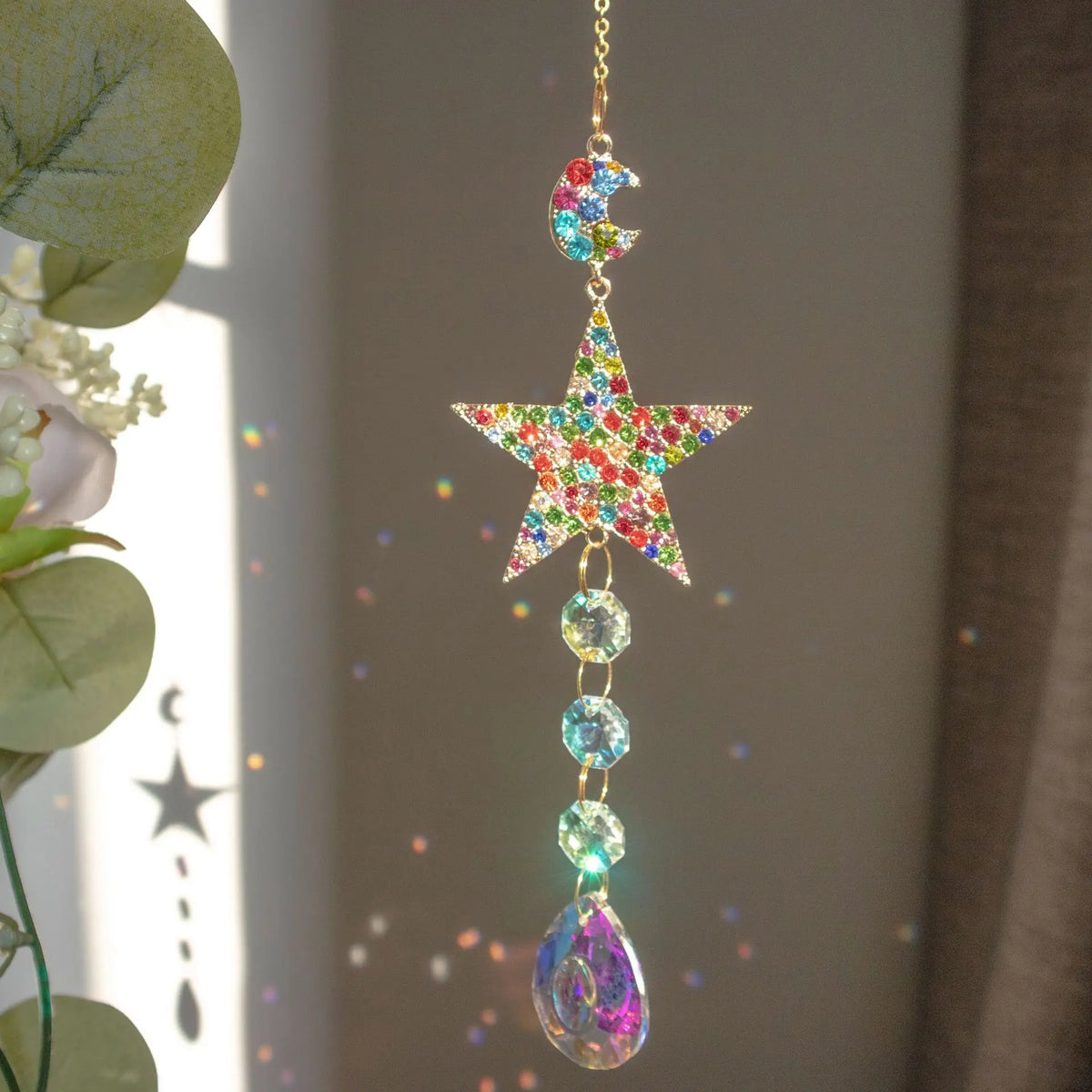 Rainbow Diamond Sun Catcher – Butterfly, Star & Love Decor