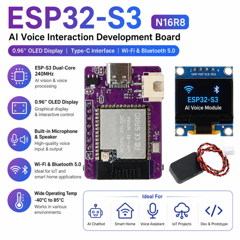 ESP32-S3-N16R8 OLED AI Voice Dev Board – XiaoZhi Module