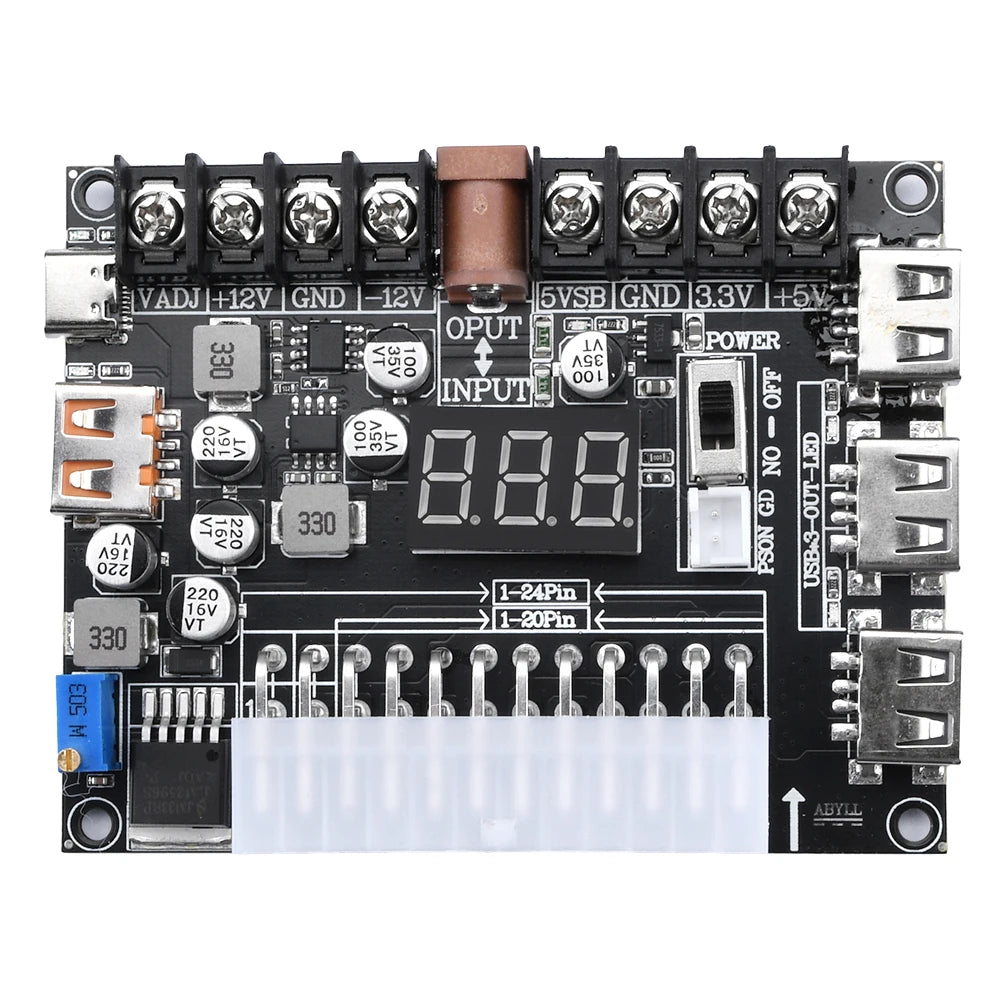 20/24-Pin ATX Power Supply Adapter Board | Multi-Voltage Module