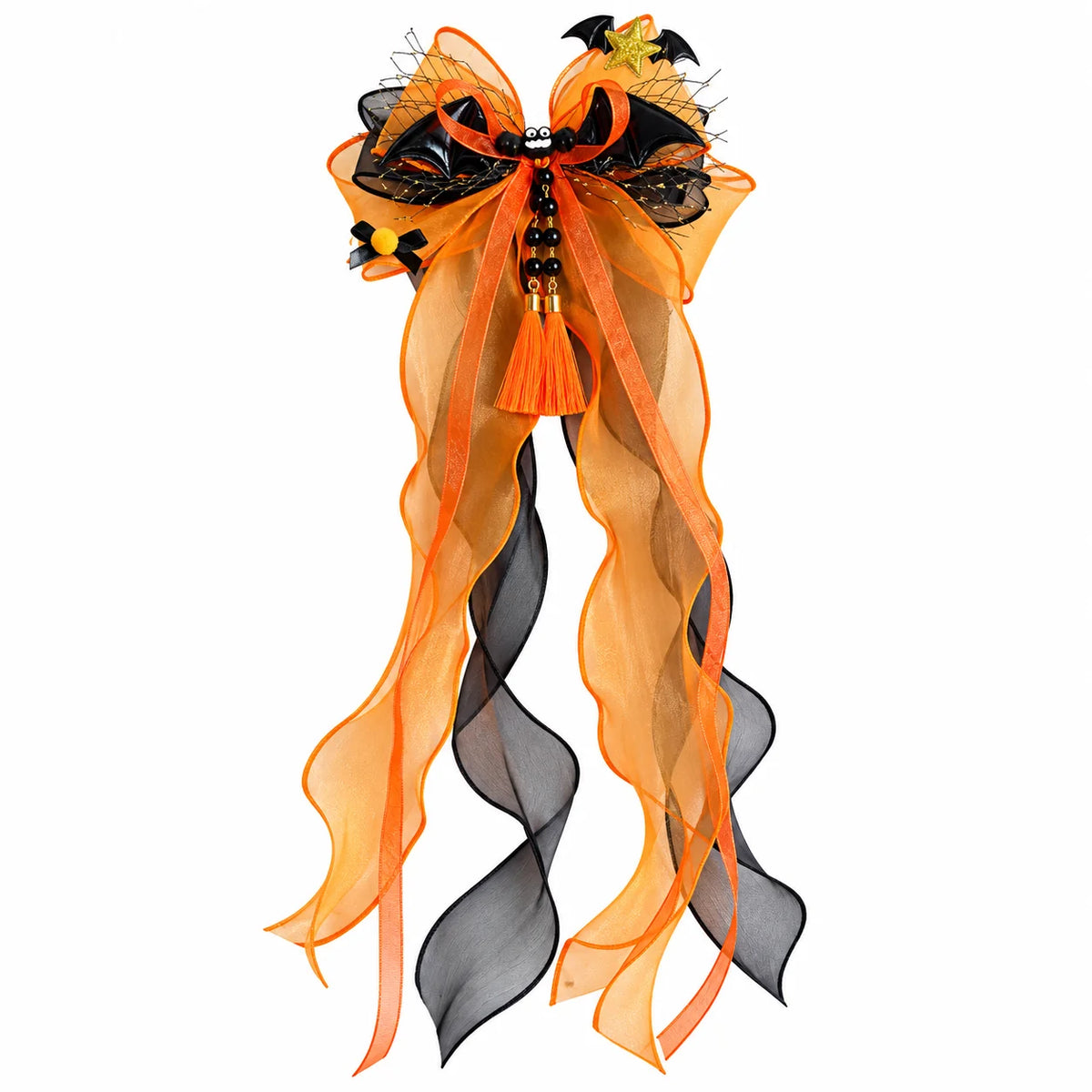 Halloween Witch Hat Hair Bow Clip | Pumpkin & Bat Charm