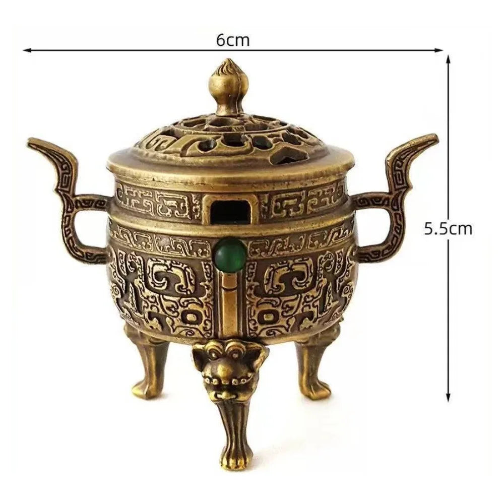 Vintage Alloy Lotus Incense Burner – Hollow Three-Legged Censer