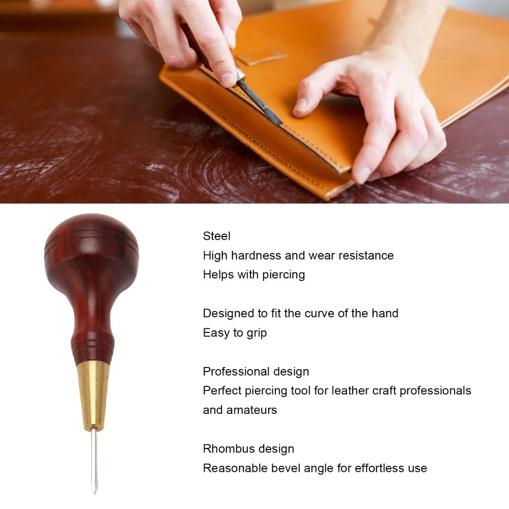 3mm Diamond Leather Stitching Awl – Rosewood Handle DIY Tool