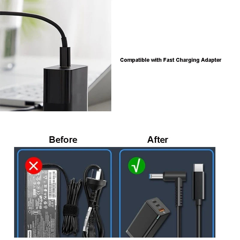 10-Piece USB-C to DC Power Adapter Set – 100W PD Fast Charge