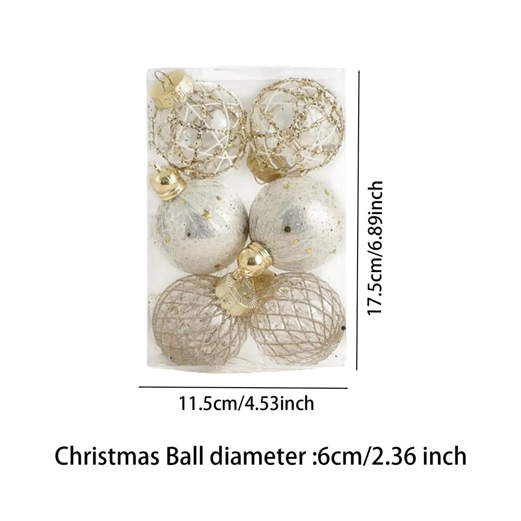 Shatterproof Christmas Ball Ornaments Set of 6 – 6cm Glitter