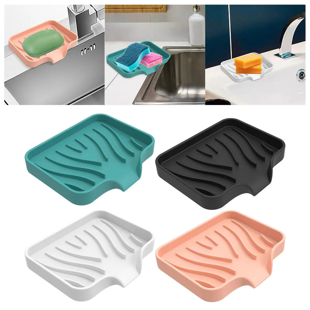 Silicone Self-Draining Soap Dish Holder | Bathroom & Kitchen