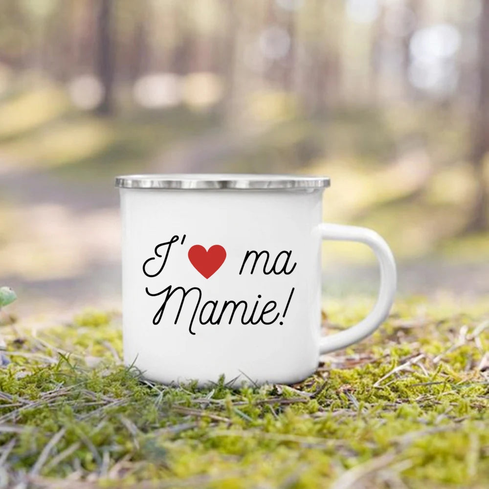 Super Papy Mamie Enamel Mug – Grandma & Grandpa Gift