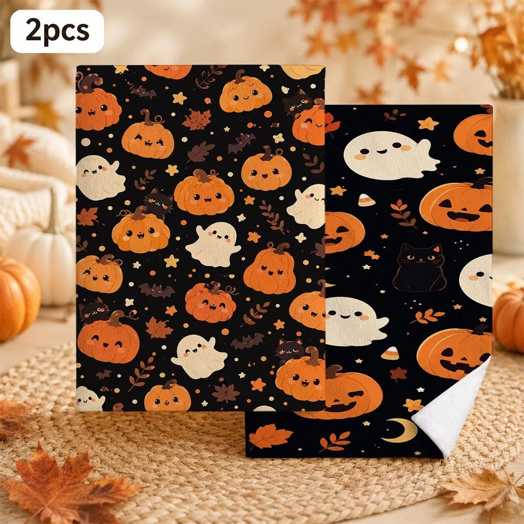 Halloween Ghost Pumpkin Microfiber Cleaning Cloths – 2-Pack