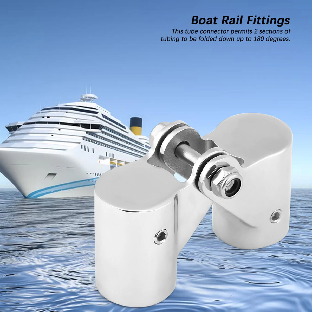 316 Marine-Grade SS Folding Pipe Connector | Boat Railing Fitting