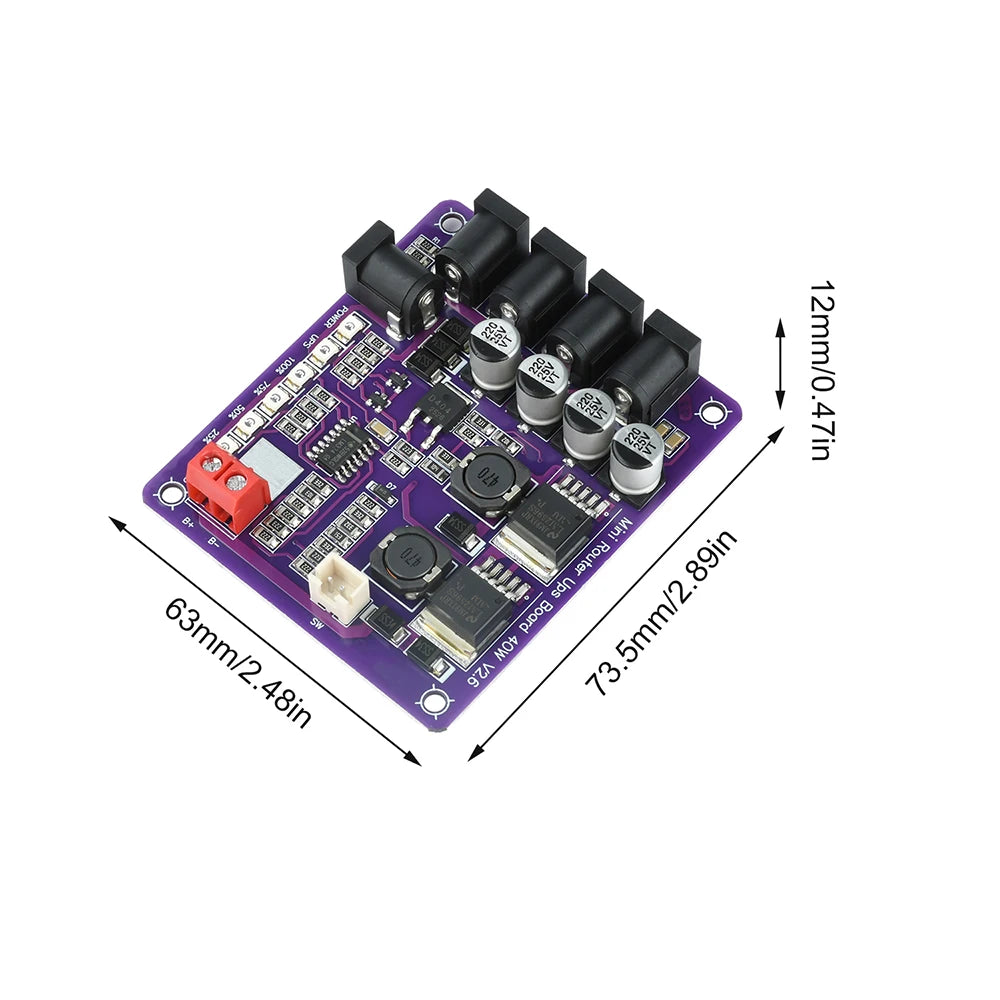 40W UPS Power Module 12.6V | 4-Port Battery Backup Board