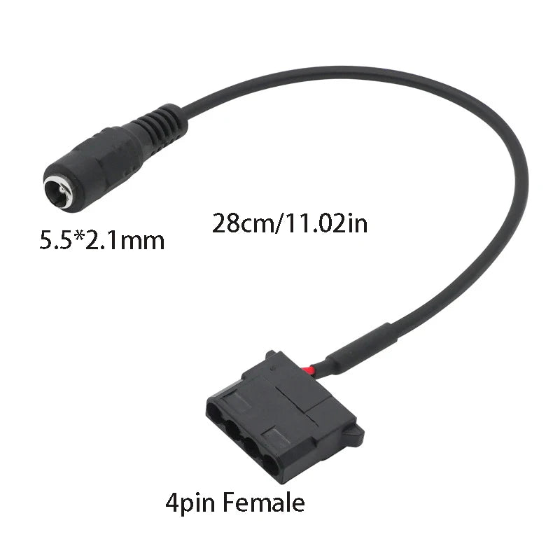 DC5521 to IDE Molex 4-Pin 12V Power Adapter Cable | CPU Fan