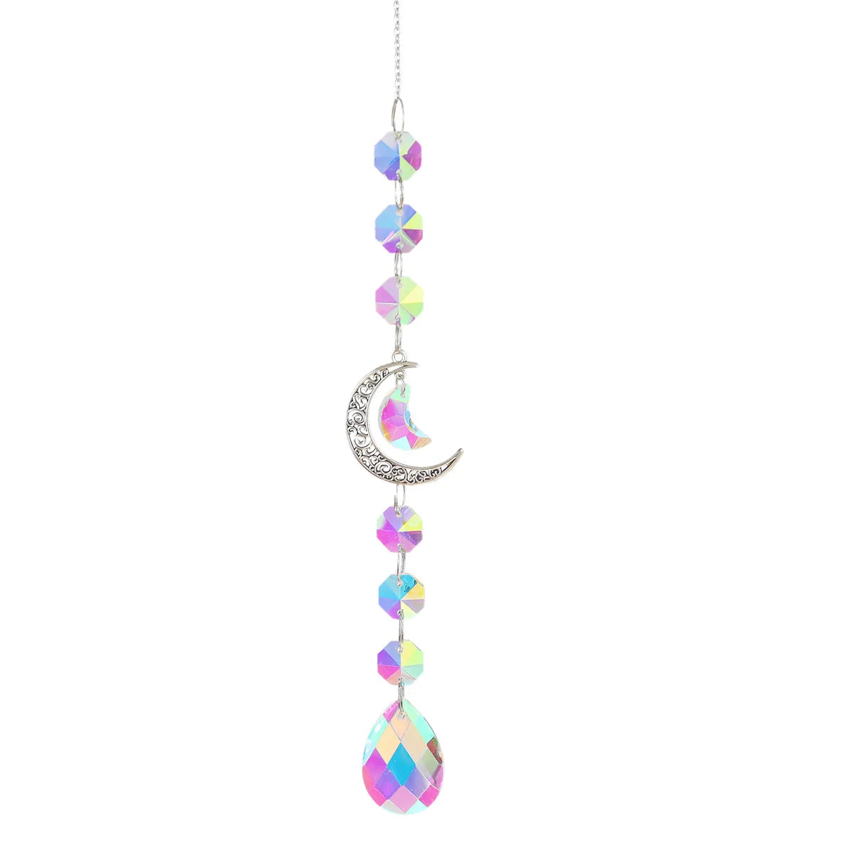 Moon & Sun Crystal Suncatcher | K9 Rainbow Prism Window Pendant