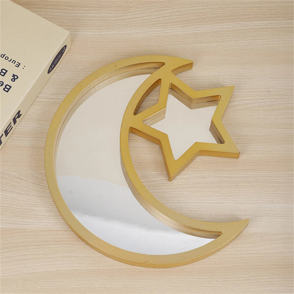 Star & Moon Wooden Serving Tray – Eid Ramadan Festive Décor