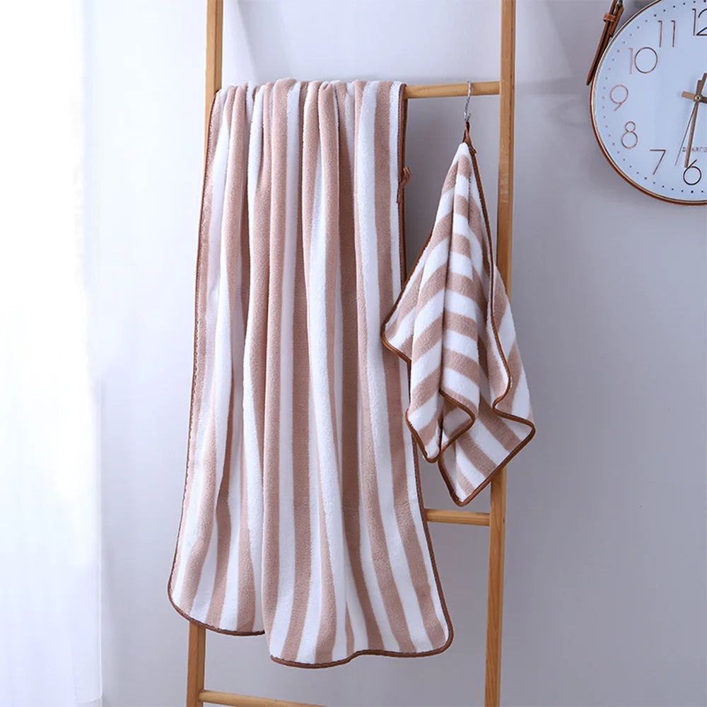 Striped Microfiber Hand & Bath Towel – Soft Quick-Dry 35×75cm