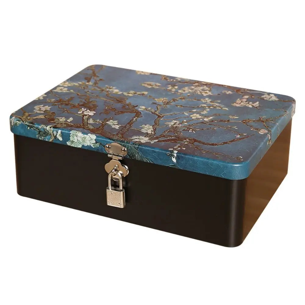 Vintage Tinplate Storage Box with Lock & Key | Jewelry Tin