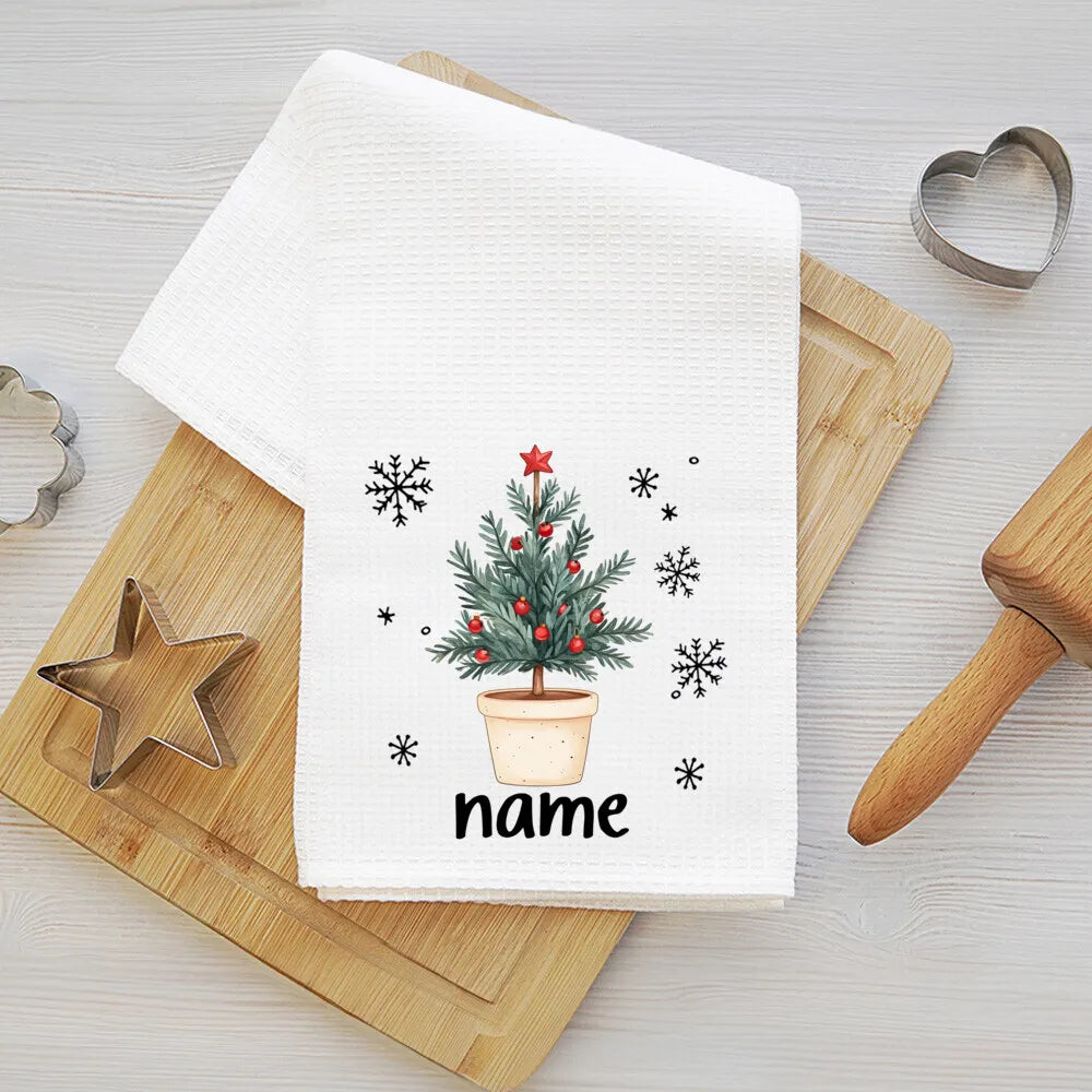 Personalized Christmas Tea Towel – Festive Holiday Kitchen Gift